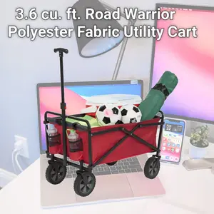 212 MAIN Seina 7004983 Heavy Duty Collapsible Foldable All Terrain Utility Wagon, 3.6 cu. ft. Polyester Fabric Folding Trolley with Powder Coat Finish for Home Use, Heavy Duty Wagon, Collapsible Foldable Wagon