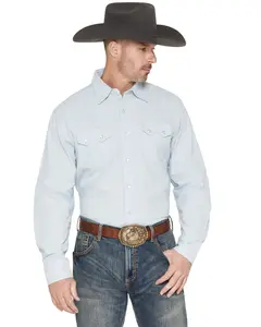 Wrangler Men's X Cody Johnson Solid Long Sleeve Pearl Snap Western Shirt - 112378949