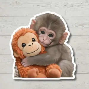 Viral Baby Monkey Sticker - Punch the Monkey Cute Decal for Water Bottles and Laptops - Famous Zoo Monkey - Emotional Support Animal Sticker