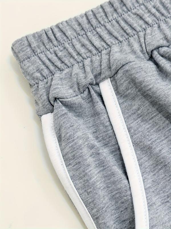 Women's Plus Size Color Blocked Drawstring Sports Pants, Summer Solid Color Elastic Band, Elastic Loose Sports Seven Quarter Waistband Pocket, Comfortable Knitted Fabric Outdoor Sports Pants Summer Clothes For Women Sale Pants For Women