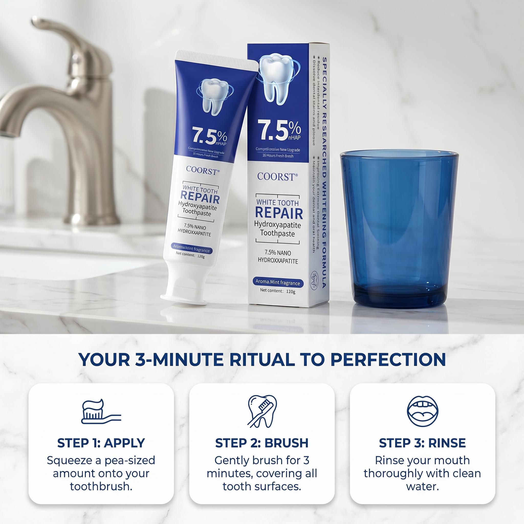 Hydroxyapatite Toothpaste for Enamel Repair & Teeth Whitening Refreshing Flavor Fluoride-Free 4.23oz Gentle Formula for Sensitive Teeth Care summervibes