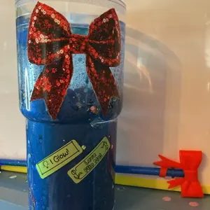 Sea life lava tumbler with  red bow