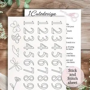 stick and stitch embroidery number patterns, embroidery, blank numbers stencils