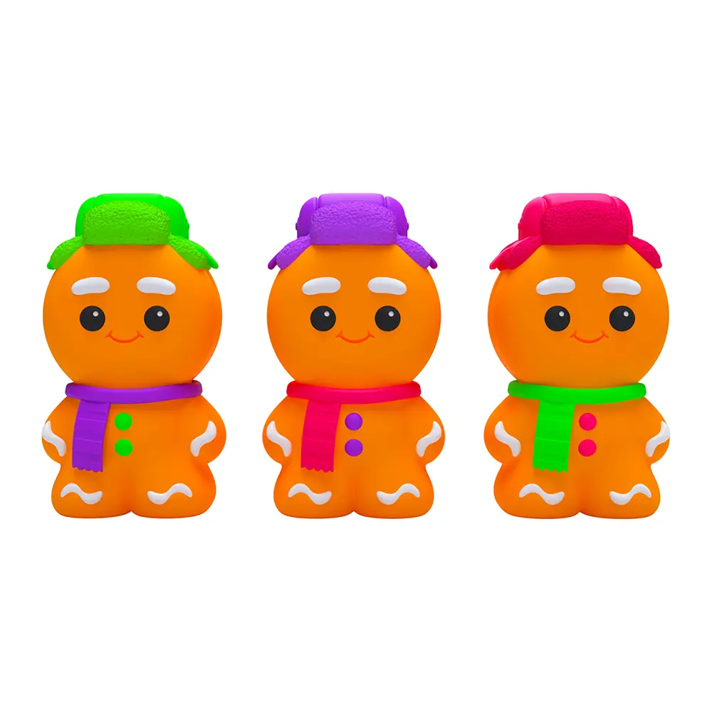 Cute Ginger Glowman Squishy Toy – Gingerbread Man Glow-in-the-Dark Squeeze Stress Relief Sensory Fidget Toy for Kids & Adults, Christmas Gift & Stocking Stuffer