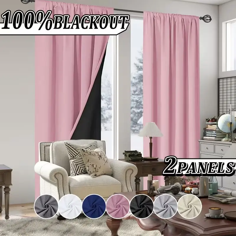 2-Piece Aesthetic Multi-Color Window Blackout Curtains, 100% Full Shade Sleep Aid, Privacy Protection Insulation, Living Room Rod Drapes, Thermal Insulated Curtain