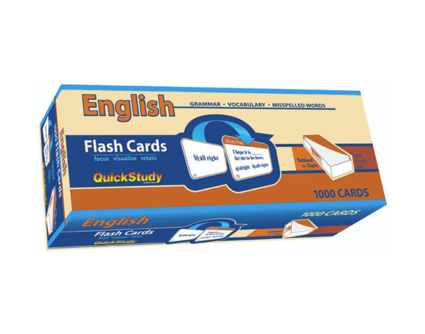English Flash Cards: Grammar, Vocabulary, Misspelled Words; 1000 Cards