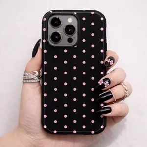 Cute Pink Polka Dot Phone Case – Double-Layer Shockproof Protection for iPhone 17 Pro Max(iPhone 16 Pro/15/14/13/12/11)
