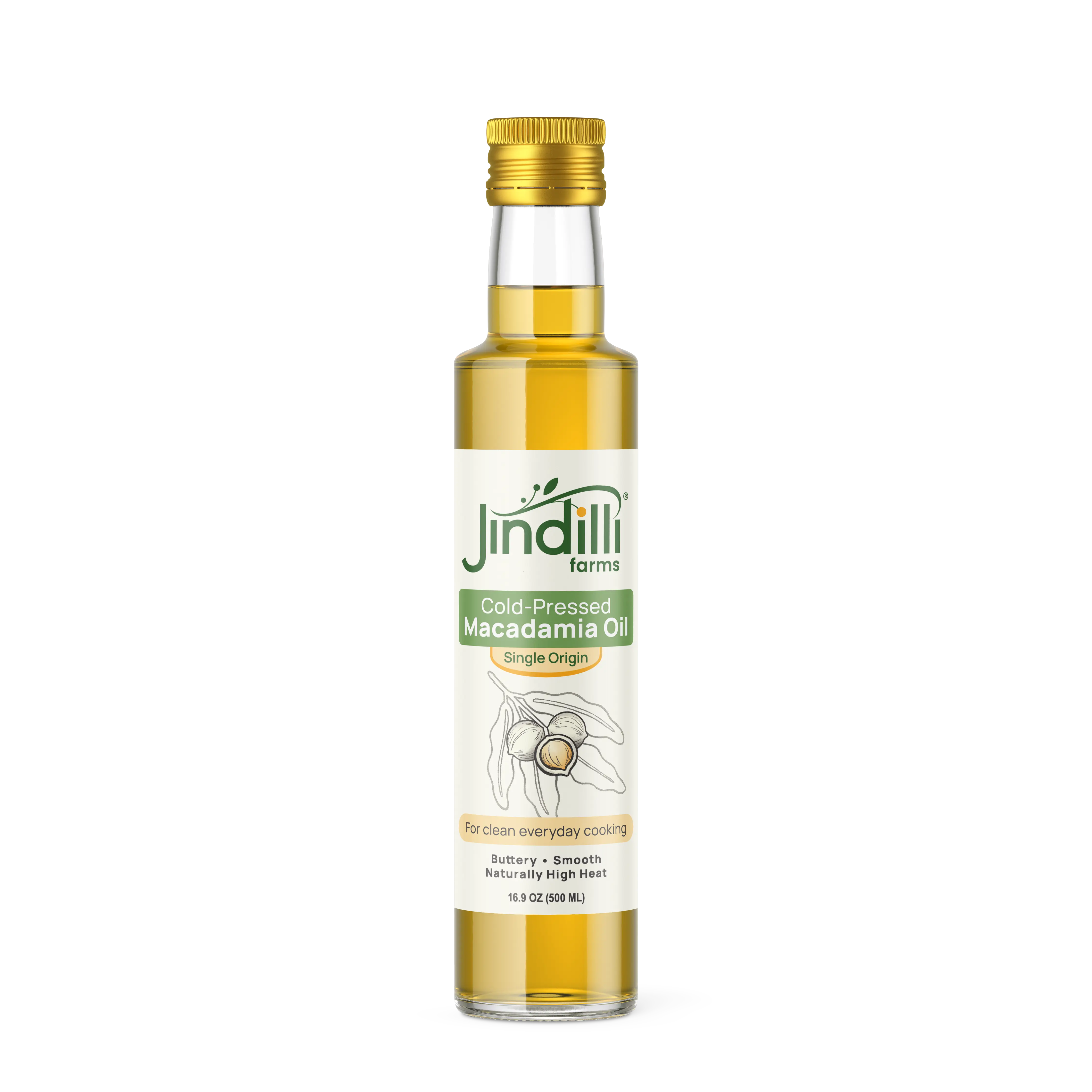 Cold-Pressed Macadamia Cooking Oil – 16.9oz | Keto, Paleo, Heart-Healthy, High Smoke Point