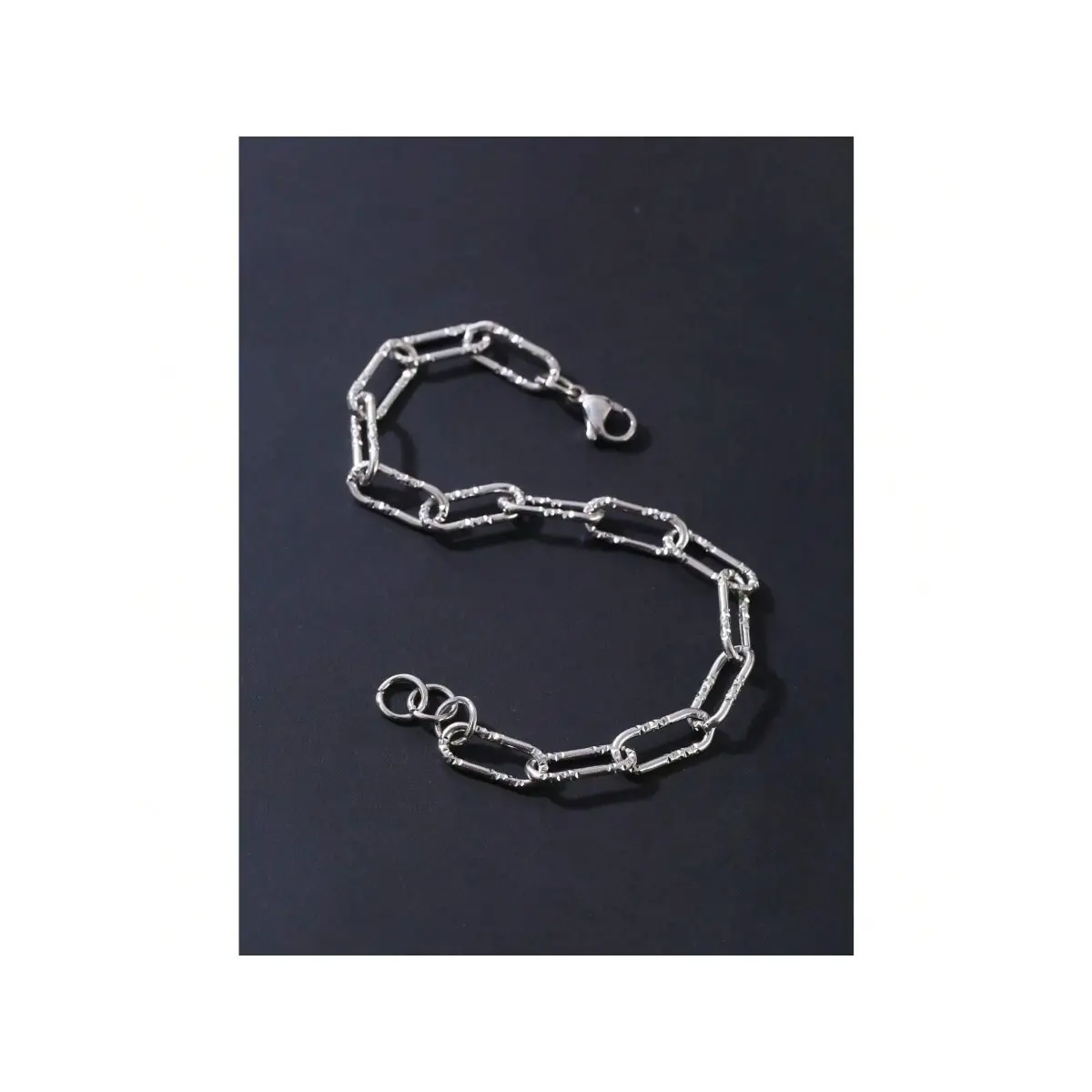 Men's Stainless Steel Link Bracelet, Casual Paperclip Chain with Irregular Indentation, Silvery Fashion Jewelry for Daily Wear, Paperclip Chain Bracelet, Link Bracelets