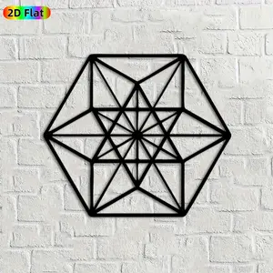 1pc Geometric Metal Wall Art, Intricate Hexagram Statue Mural, Ideal Gift for New Year, Christmas, Geometry Decor Enthusiasts, Powder-Coated Metal Wall Decor Wall Sculptures, Perfect for Indoor Wall & Outdoor Fence, Modern Home Decor Accent