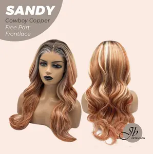 JBEXTENSION 24 Inches Cowboy Copper Curly 13X6 Lace Free Part Frontlace Glueless Wig SANDY