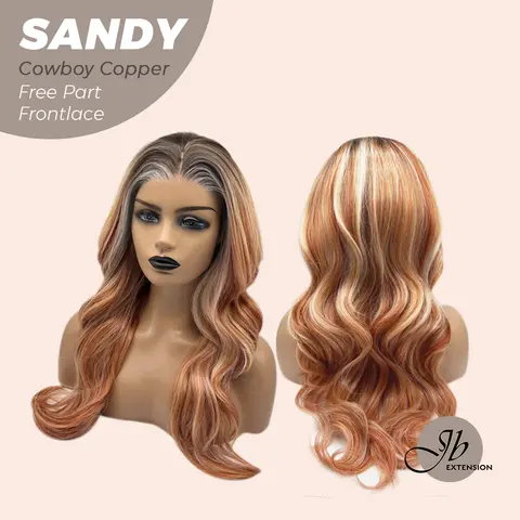 JBEXTENSION 24 Inches Cowboy Copper Curly 13X6 Lace Free Part Frontlace Glueless Wig SANDY