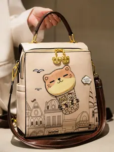 Women's Cute Cartoon Cat Pattern Backpack, Casual Large Capacity Backpack, Fashionable Backpack for Daily Use
