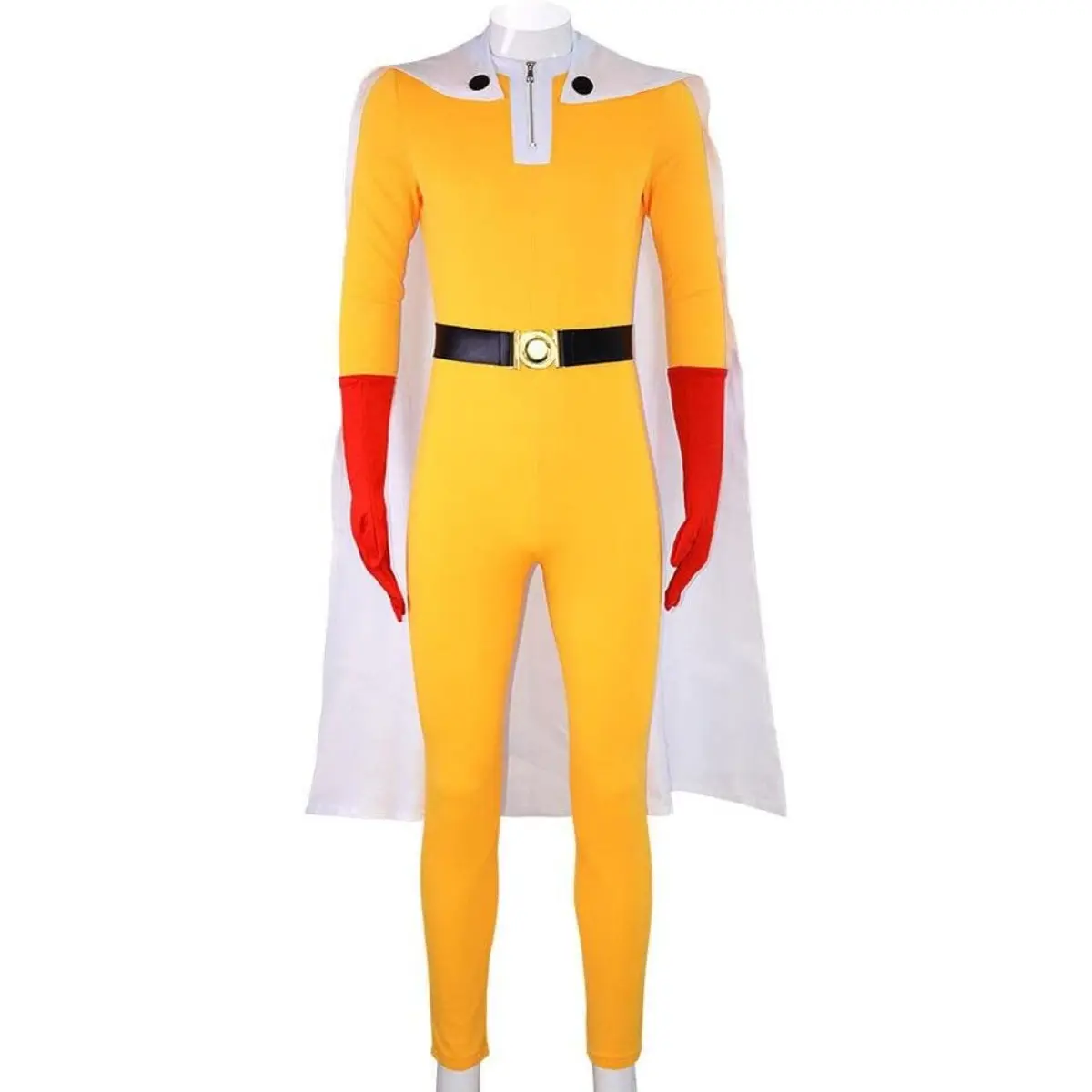 Saitama Hero Jumpsuit Costume Set with Cloak Gloves and Belt for Men Cosplay