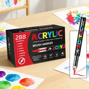 168–288 Color Range Direct-Flow Markers Dual-Tip Acrylic Paint Markers with Elastic Brush Tip,Quick-Drying Waterproof Ink Pens for Multi-Surface(Rock, Wood, Ceramic, Glass, Canvas, Plastic, Metal), IdealArt Crafts Supplies Gift Set coloring Multicolor