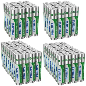 PHILIPS Rechargeable AAA Batteries 96 Pack, 800 mAh High Capacity NiMH Triple A Rechargeable Battery, Pre-Charged and Long-Lasting 1.2V Low Self Discharge High-Performance