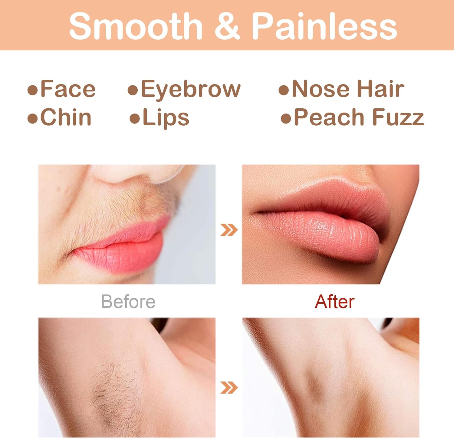 Female Facial Epilator, Painless Epilator, Dual Purpose For Home Travel, For Lips, Body, Arms, Beard, Hair And Chin, Valentine'S Day Gift For Mother, Girlfriend