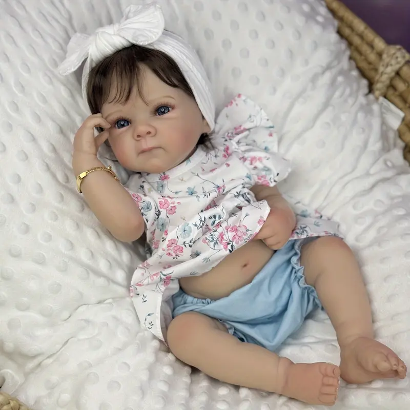 GUESSBELLY 19 Inch 48 CM Full Vinyl Body Reborn Baby Girl Doll Toy For Child Handmade Fashion Birthday Gift For Kids Bathe Play House Toy Collectable Humanoid Dolls