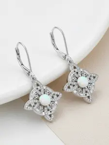 Celtic Knot Opal Silver Leverback Earrings | Zircon-Accented Vintage Delicate Earrings | Daily/Date/Party Versatile Accessory #CelticKnotJewelry#DailyJewelry #DateAccessories #PartyEarrings #TikTokJewelry #TrendyEarrings