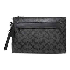 Coach Pouch 30 Large Logo-Print Zipper Clutch in Coated Canvas and Leather for Men