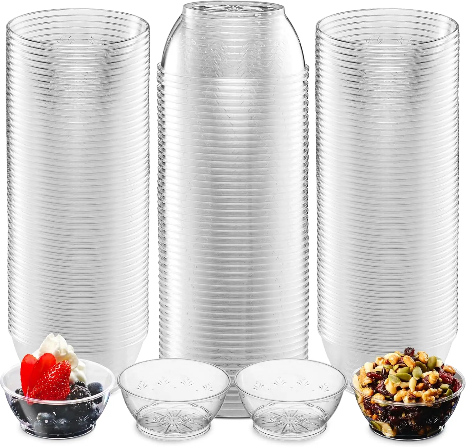 6 Oz Clear Mini Plastic Dessert Bowls (100-Pack) Disposable Serving Bowls | Premium Hard Plastic Bowls for Serving Ice Cream, Salsa, Desserts, Snacks, Weddings, Catering, Home & Event Party Supplies