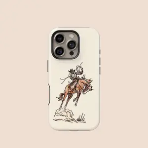 Cowboy Rodeo iPhone Case – Western Country Aesthetic Phone Cover for iPhone 17 16 15 14 13 12 11 X,Samsung S25 S24 S23 S22 Models, Tough Glossy Elegua Phone Case, Personalized Pink Striped Phone Case