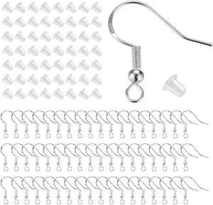 925 Sterling Silver Hypoallergenic Earring Hooks 100 Pairs for Jewelry Making, Fish Hook Earrings Making Kit, DIY Earring Findings Jewelry Making Supplies, with 200 PCS Earring Backs，Christmas Gifts