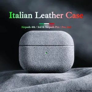 Luxury Italian Suede Artificial Leather Chargeable Wireless Charging Case for Earphones & Headphones - All-Inclusive, Anti-Scratch, Shockproof, Durable, Wear-Resistant, Slim-Fit Full-Body Protective Cover