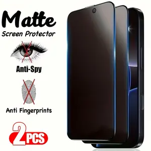 2pcs Matte Privacy Screen Protector for iPhone 17 Air/16e/17/16/15/14/13/12/11/Pro Max/Pro/Plus/Mini/X/XS/XR/XS MAX,9H Hardness,Anti-fingerprint,Anti-glare,Scratch-resistant,Bubble-free,Upgraded Edge Protection,Easy to Install