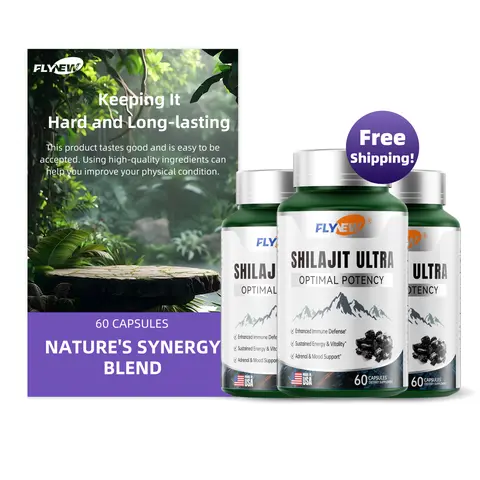 3 Bottles of FLYNEW Optimal Potency | Shilajit Ultra | Adaptogen Energy Stamina Immune Antioxidants | Made in USA | 180 Capsules