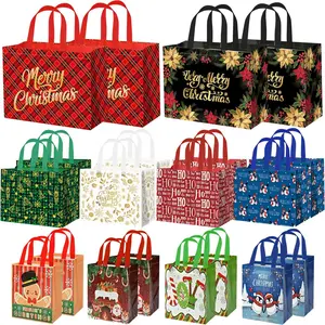 Christmas Bag 20Pack Assorted Sizes Reusable Tote Bags with Handle 4 Large 8 Medium 8 Small for Gifts Xmas Party Supplies Durable Eco Friendly