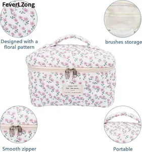 Floral Pattern Quilted Makeup Bag Set Large capacity makeup organizer Makeup bag sets bikini  case multifunctional