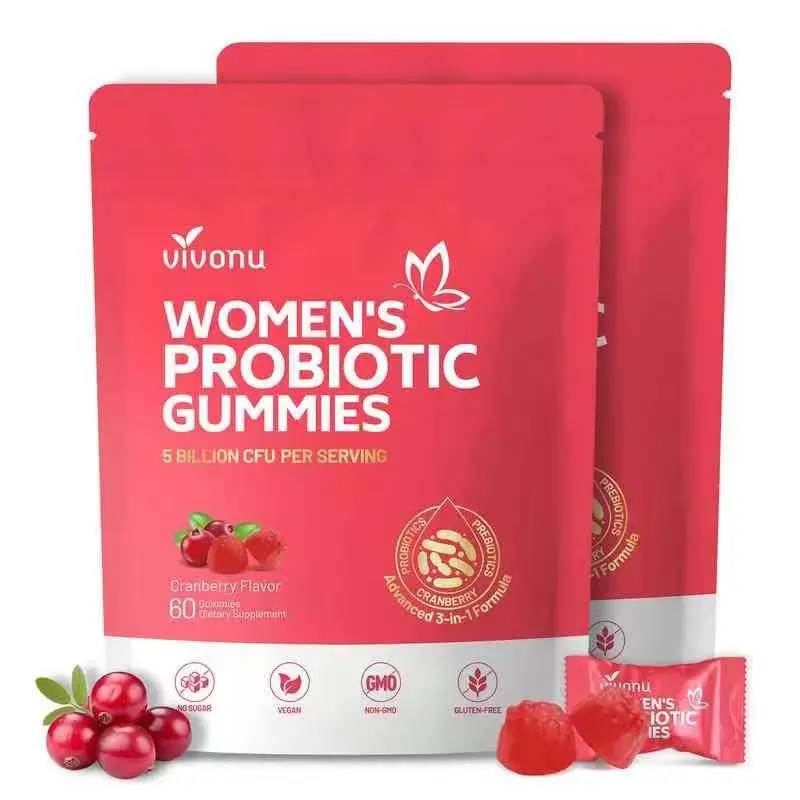 VivoNu Cranberry Probiotic Gummies | Targeting Body Odor, Women's Health, and Body Balance | Vegan (60 Gummies per Pack)
