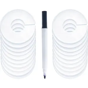 20 Pack Clothing Rack Size Dividers, Wardrobe Round Hangers Label Closet Dividers with 1 Piece Marker Pen for Clothes Organization(White, Blank)