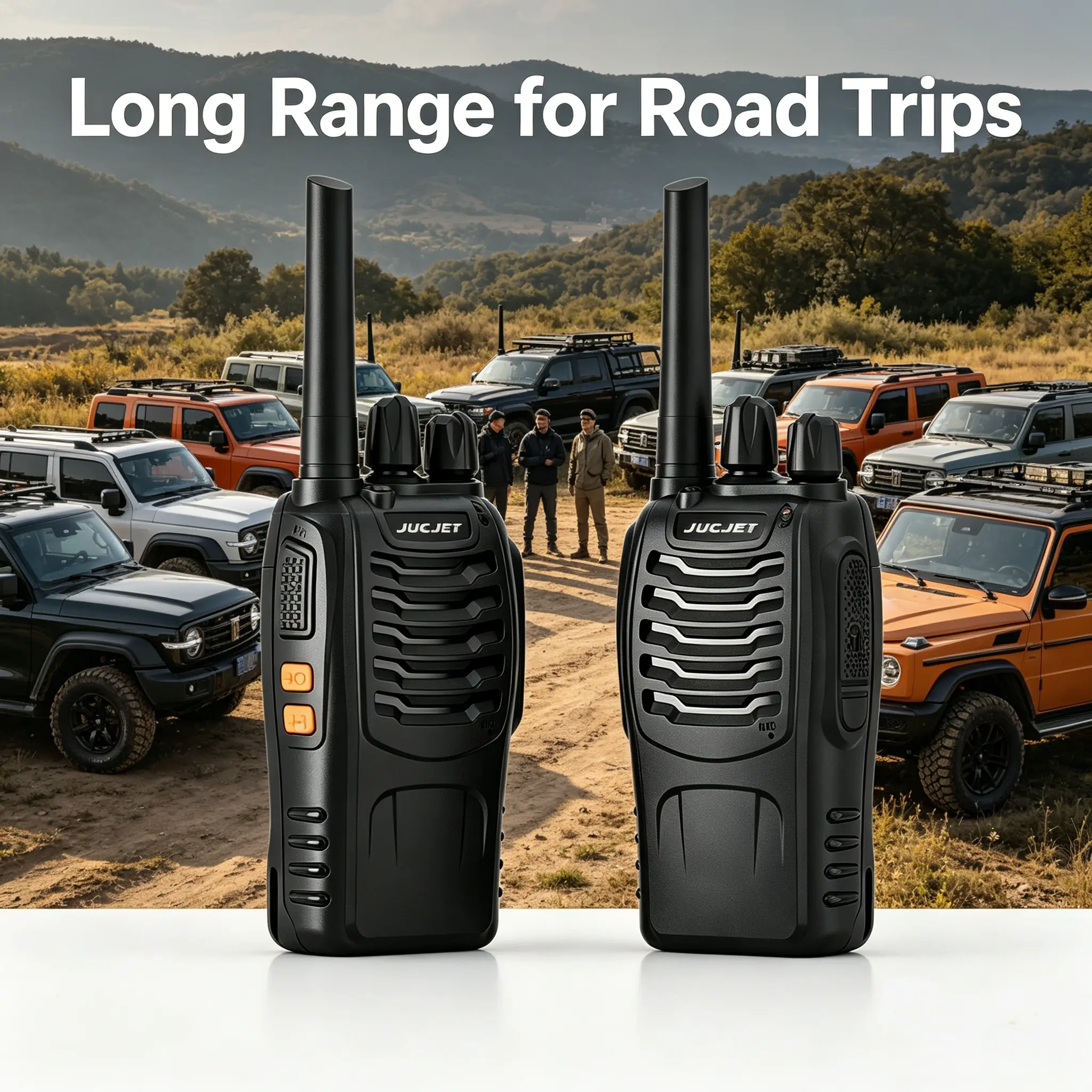 JUCJET 16CH Rechargeable Handheld 2-Way Walkie Talkies (2-Pack) with Type-C Charging Station, Headsets, Plug, Clear Sound Speaker, for Workplace Team Communication, US Stock Button Safety walkie talkie