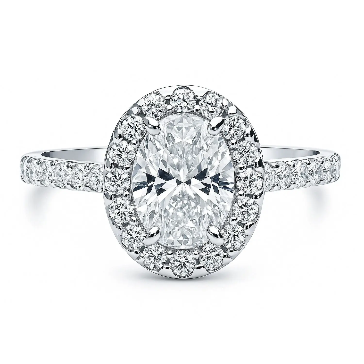 BERRICLE Sterling Silver Halo Engagement Promise Rings for Her, Oval Cut Cubic Zirconia CZ Ring