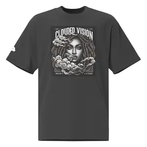 Clouded Vision Oversized Faded T-Shirt - Cotton Fabric Tee with Graphic Design - Loose Fit for Men and Men's Outfits