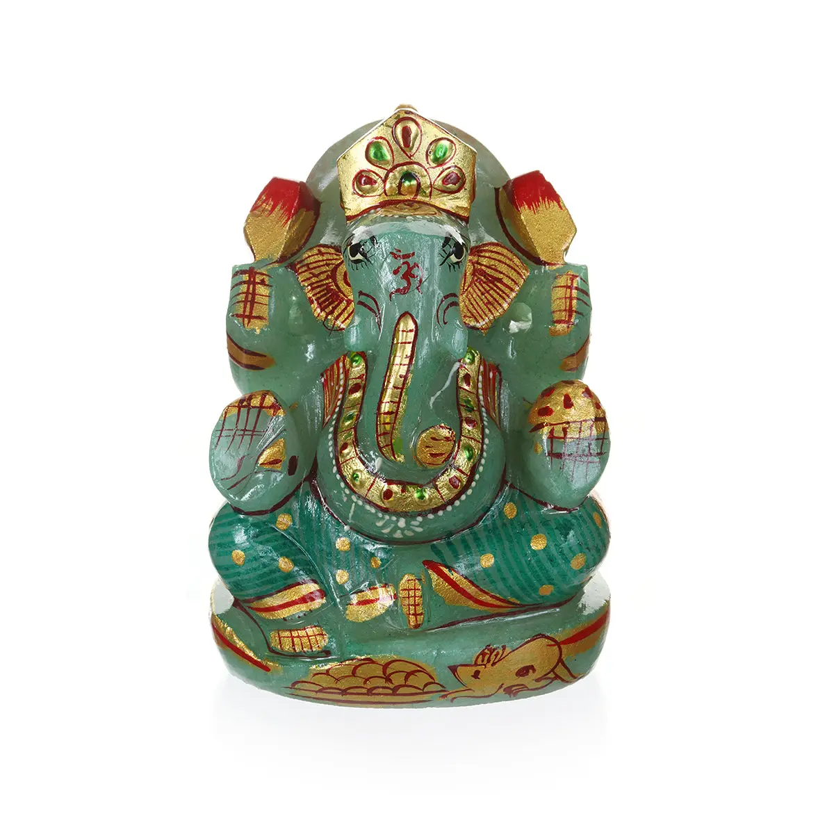 Lord Ganesha Hinduism Green Jade Statue - Multi-Size, Traditional Design, Elegant Finish, Obstacle Removal, Auspicious Beginnings Home Religious Decor Accent, Religious Decorations
