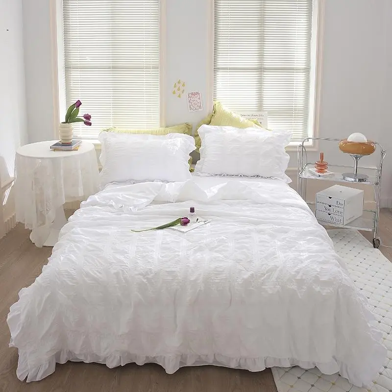 Summer Bedding Set, 3 Counts/set Including 1 Count Comforter & 2 Counts Pillowcase without Filler, Air Conditioning Quilt, Pleated Duvet Cover, Bedding Supplies for Home Bedroom Hotel, Washable Removable Covers, Soft Bedding Sets, Polyester Bed Set