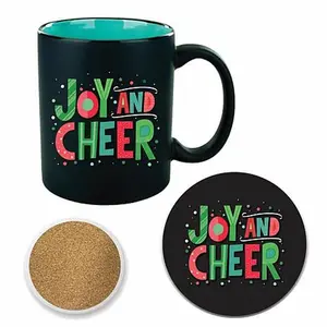 Courtside Market Joy and Cheer 11oz Tuxedo Mug & Coaster Set