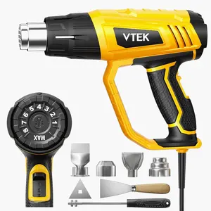 VTEK Heat Gun 1800W Hot Air Gun140℉-1202℉ Fast Heating Variable Temperature Control with 4 Nozzles for Shrinking PVC,Stripping Paint,Vinyl Wrap