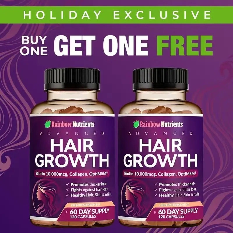 24-in-1 Advanced Hair Growth Vitamins | Biotin 10,000mcg, Collagen, Patented OptiMSM, goMCT, Saw Palmetto | Naturally Regrow Stronger & Healthier Hair, Skin and Nails | Stops Hair Loss | 60 Day Supply
