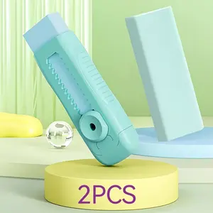 Two-Piece Retractable Eraser Set with Original Inner Lining, Office Supplies, Smudge-Free Cleaning, Gentle on Paper