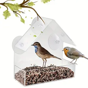 Window Sill High-Definition Transparent Bird Feeder, Acrylic House Design for Easy Bird Watching and Feeding, Convenient Bird Feeder, Bird Feeder Station