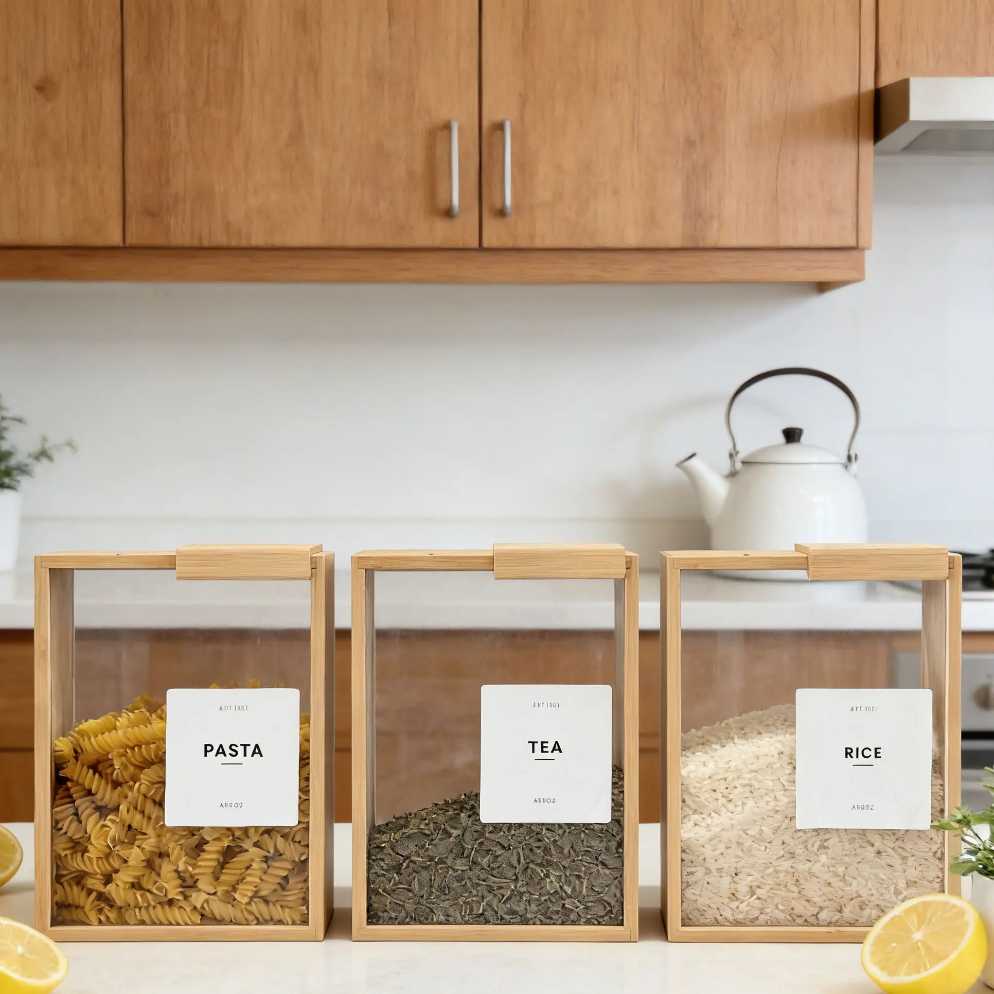 Bamboo Cereal Dispenser Food Storage Container Food Dispenser Kitchen Organizers and Storage Food Containers & Cereal Dispenser