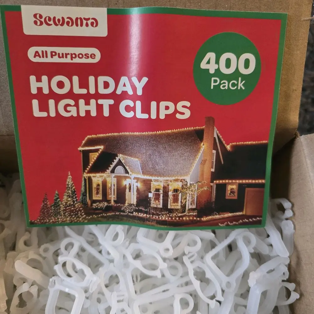Sewanta All Purpose Holiday Light Clips 400 Pack for Siding Shingles Gutters Rope Icicle Mini C5 C6 C7 C9 Decorations Ideal for Outdoor Lighting