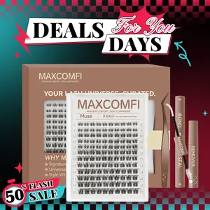 MaxComfi Muse Cosmetic Eyelash Extensions - DIY Eyelash Extensions, Beginner-Friendly Cluster Lashes, Waterproof, Thin Band, Super Soft, Long-Lasting Natural Venus Velure Style for Daily Voluminous Look, Makeup Essential, Eyelashes Extensions