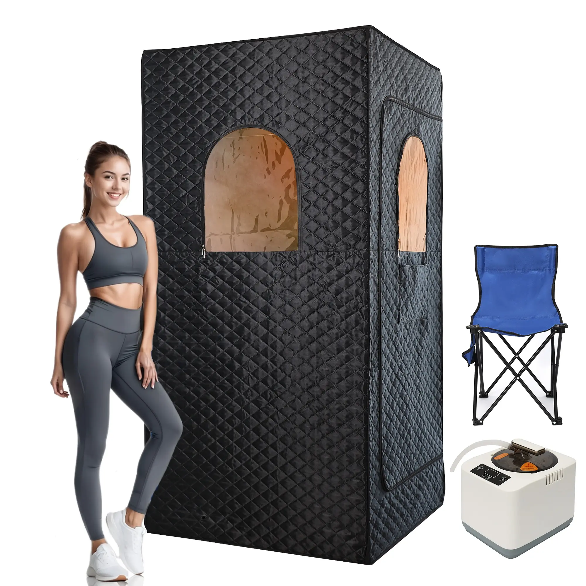 Portable Home Steam Room Tent Kit, Compact 3L 1200W Foldable Steamer with Chair for Home Wellness, Spa Treatments, Powerful Steam Soothing Effects & Portable Spa Benefits Detox Therapy
