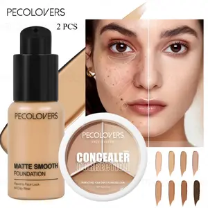2Pcs Lightweight Foundation And Concealer Set, Even Skin Tone Base Kit, Natural Coverage Complexion Set, Daily Makeup Suit For Office And Dating, Ivory And Natural Beige, Facial Cosmetic