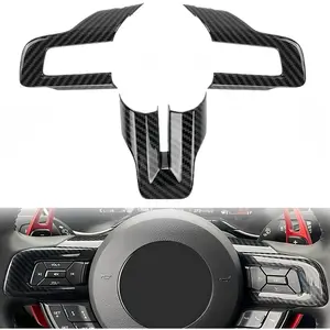 Suitable for Ford Mustang Accessories 2015 2016 2017 2018 2019 2020 2021 2022 2023 Steering Wheel Cover Decorative Parts Car Interior Accessories Carbon Fiber (Black Carbon Fiber)